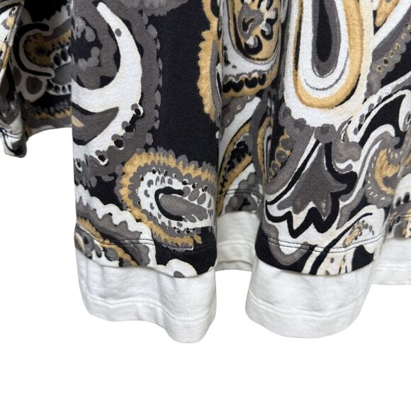 ISAAC MIZRAHI Live Womens Top Plus Size 3X Layered Look Tee Black Beige Paisley - Picture 8 of 9